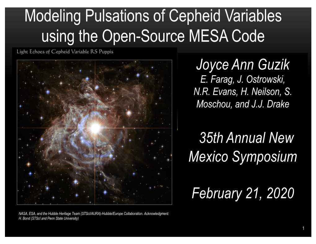 Modeling Pulsations of Cepheid Variables Using the Open-Source MESA Code Joyce Ann Guzik E