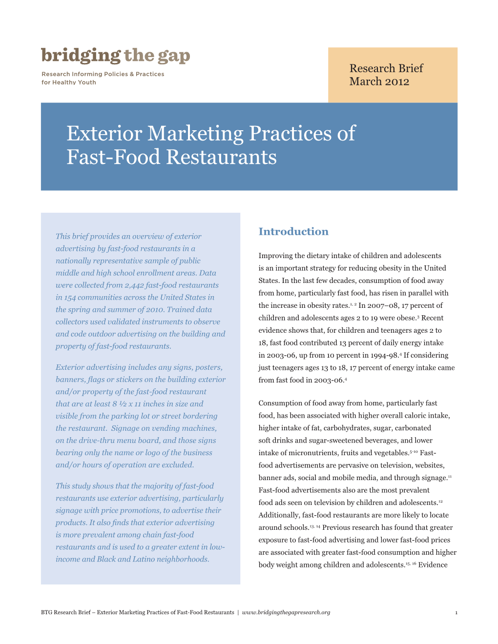 Exterior Marketing Practices of Fast-Food Restaurants