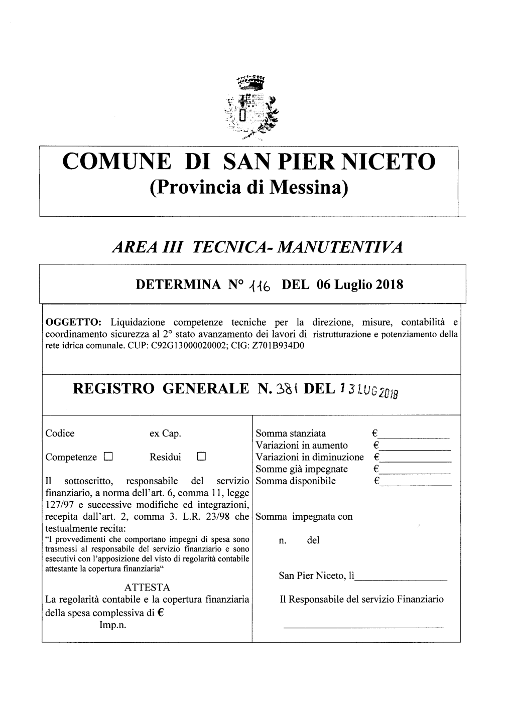 COMUNE DI SAN PIER NICETO (Provincia Di Messina)