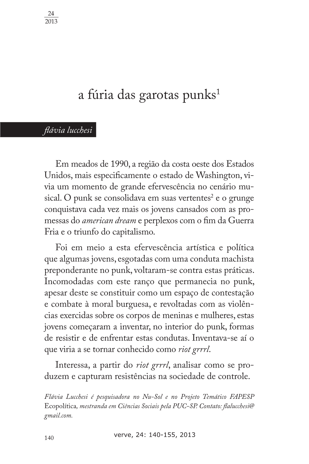 A Fúria Das Garotas Punks1 Flávia Lucchesi