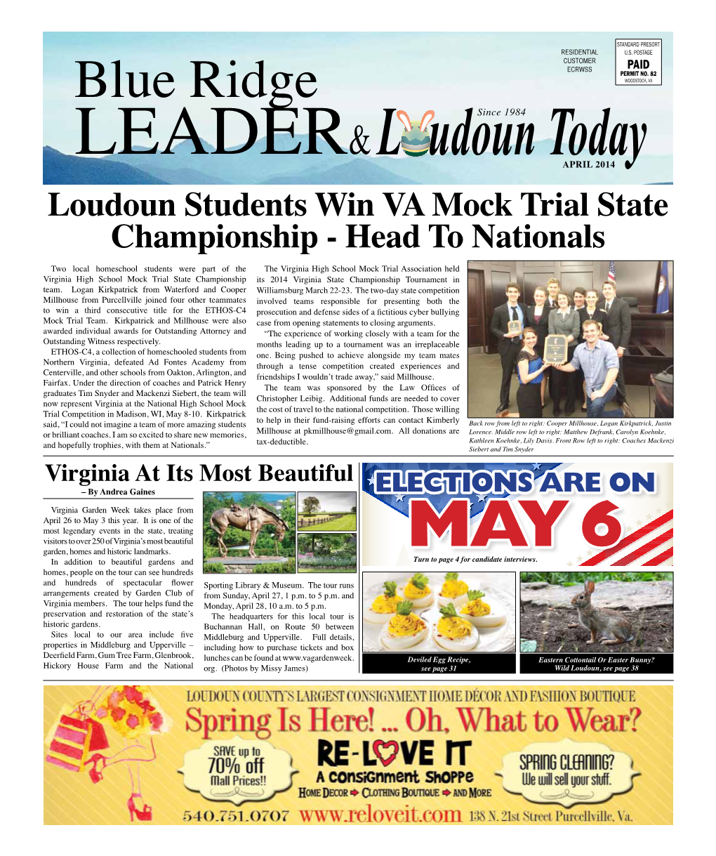 Blue Ridge Leader & Loudoun Today April 2014 Understanding Teen Suicide