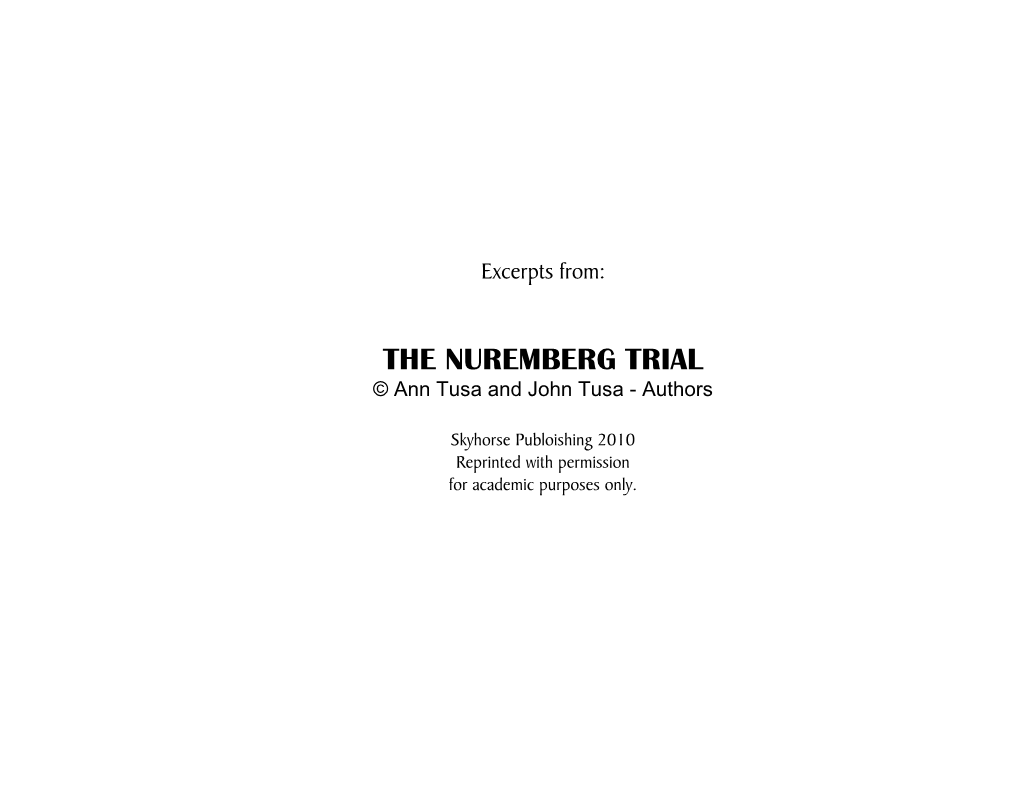 THE NUREMBERG TRIAL © Ann Tusa and John Tusa - Authors