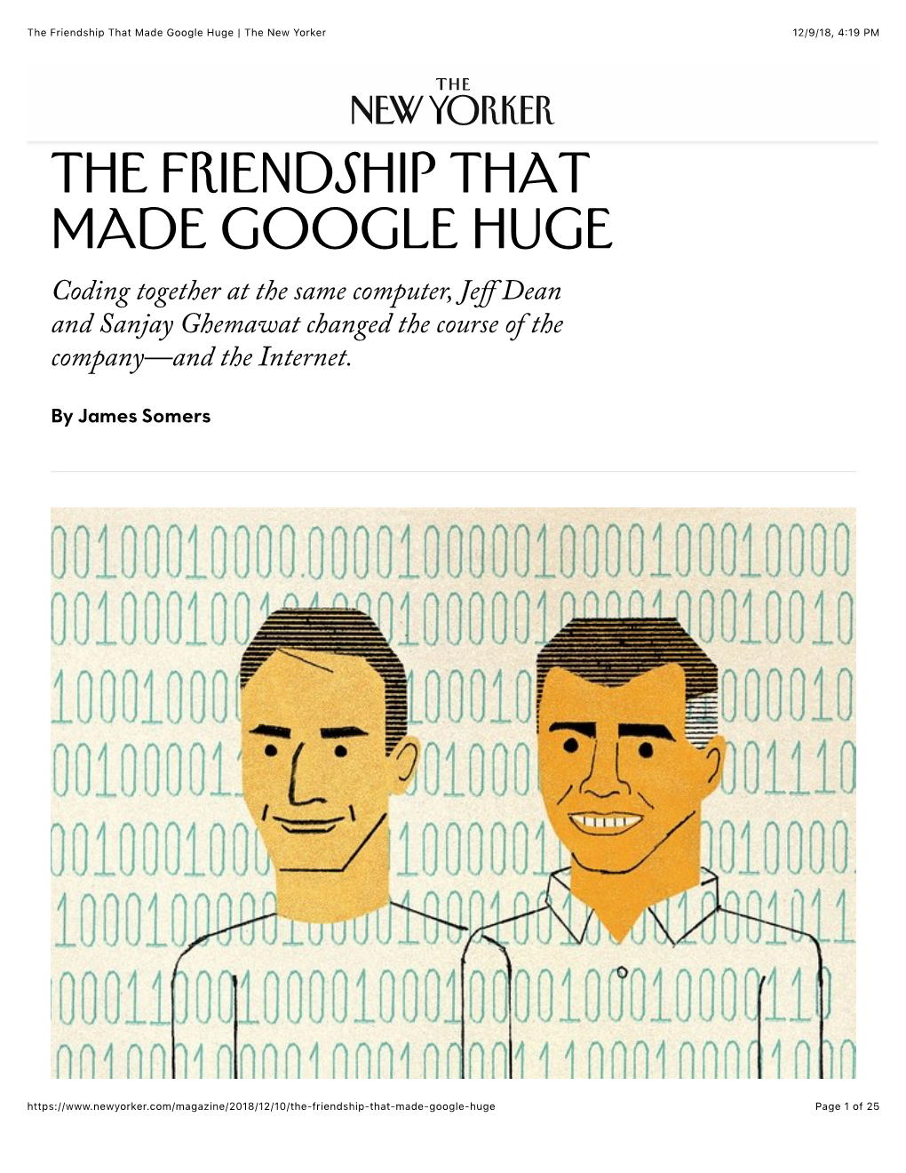 The Friendship That Made Google Huge | the New Yorker 12/9/18, 4:19 PM