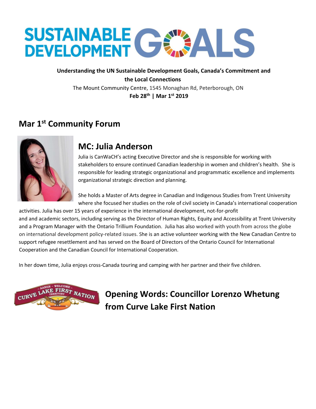 Mar 1St Community Forum MC: Julia