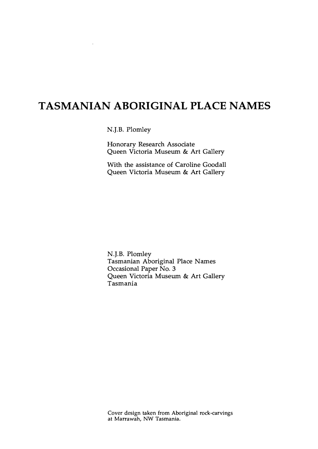 Tasmanian Aboriginal Place Names