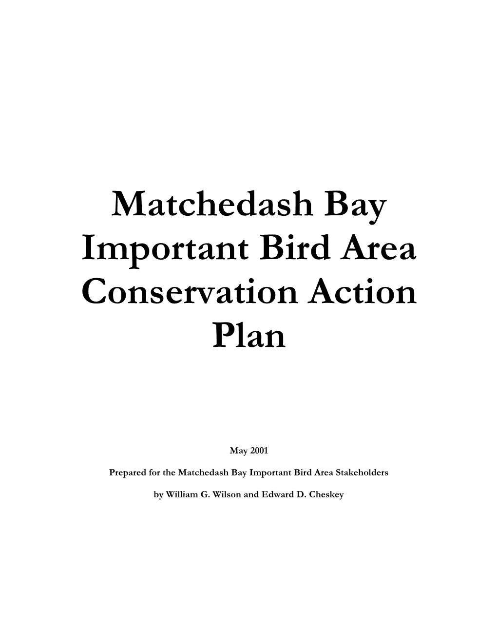 Matchedash Bay Important Bird Area Conservation Action Plan
