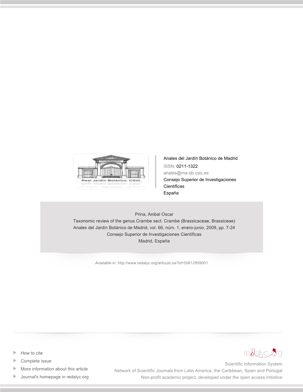 Redalyc.Taxonomic Review of the Genus Crambe Sect. Crambe