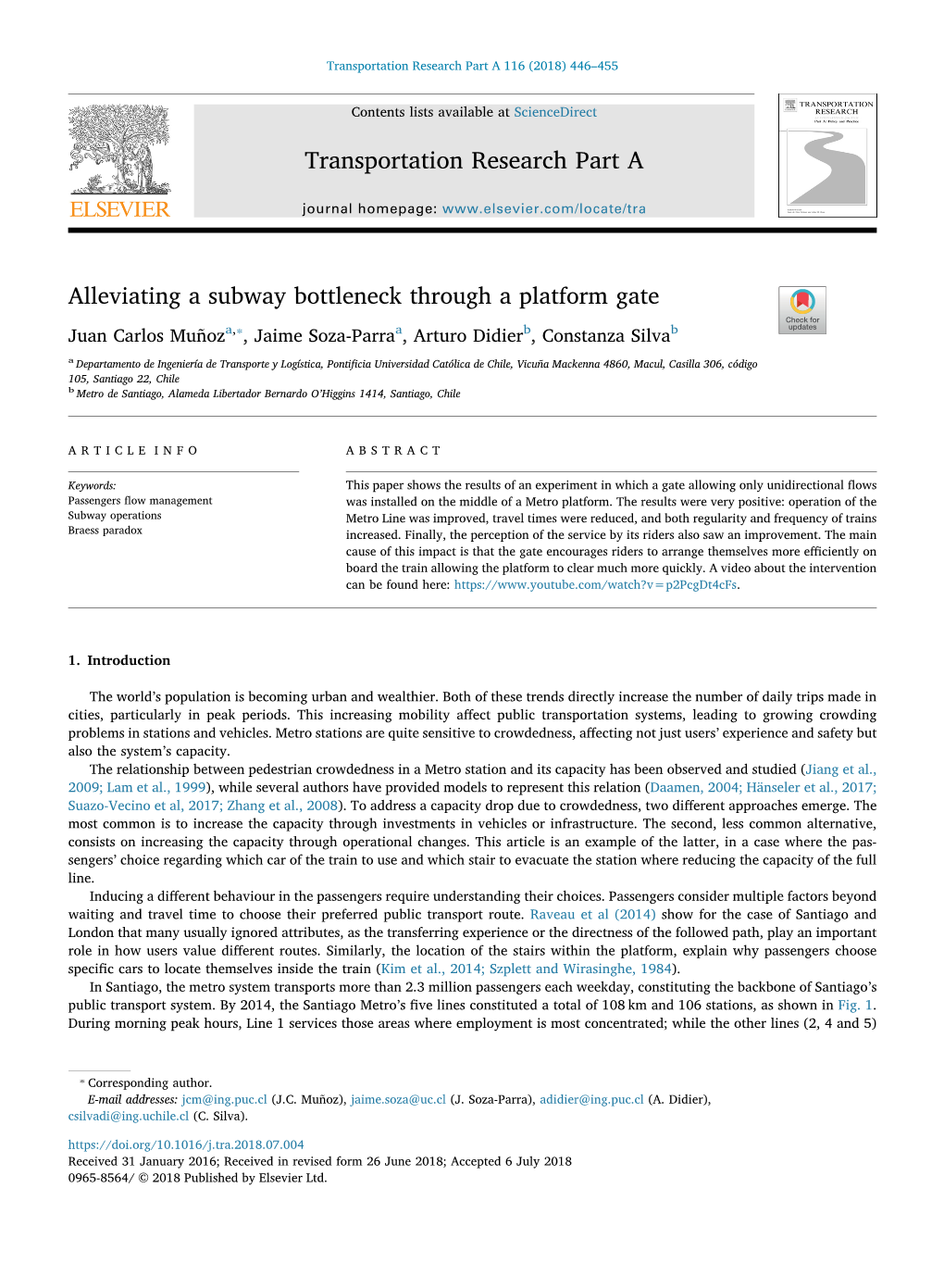 Alleviating a Subway Bottleneck Through a Platform Gate