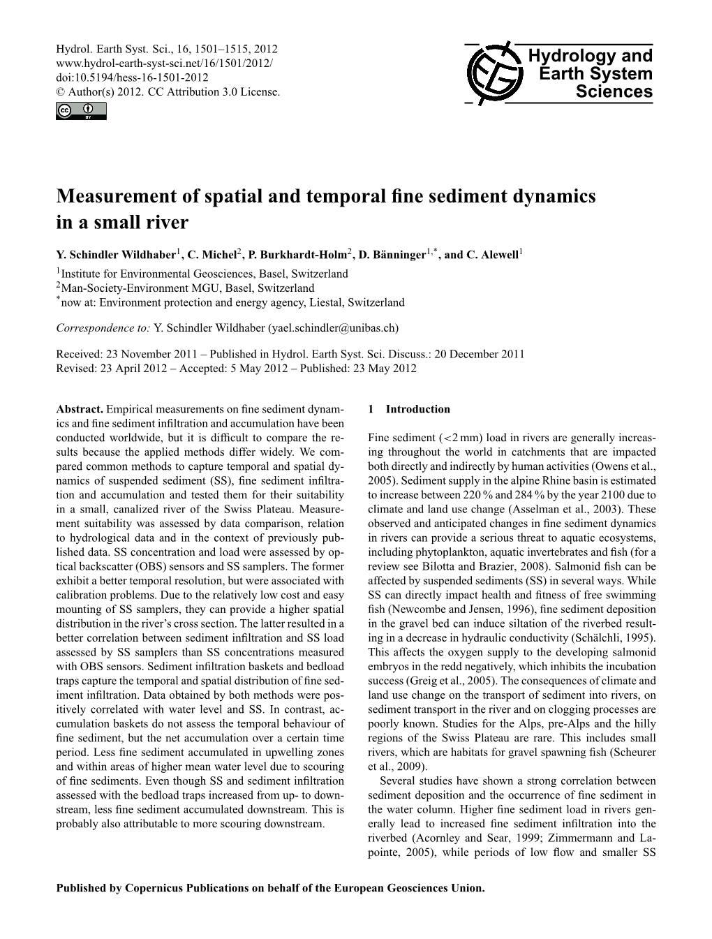 Measurement of Spatial and Temporal Fine Sediment Dynamics in a Small