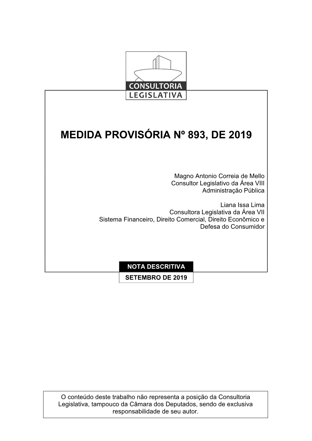 Medida Provisória Nº 893, De 2019