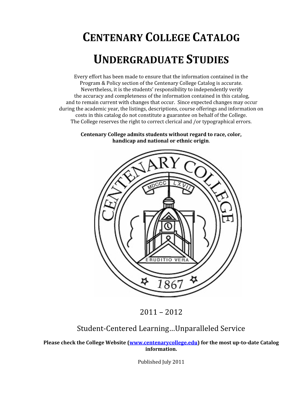 Centenary College Catalog