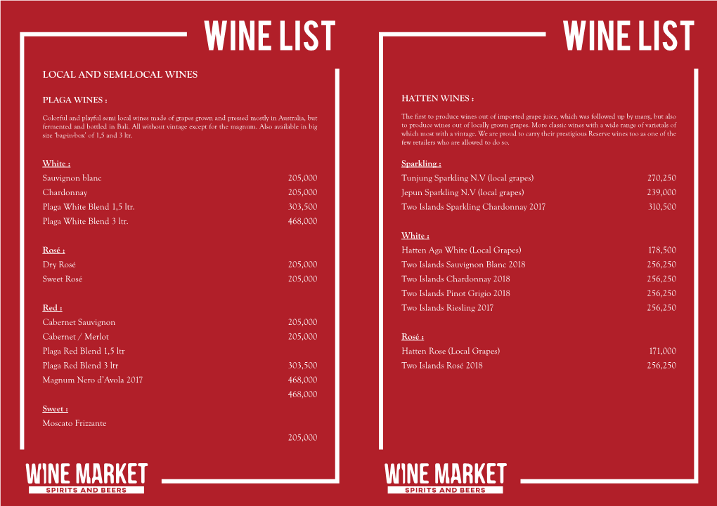 Wine List Wine List