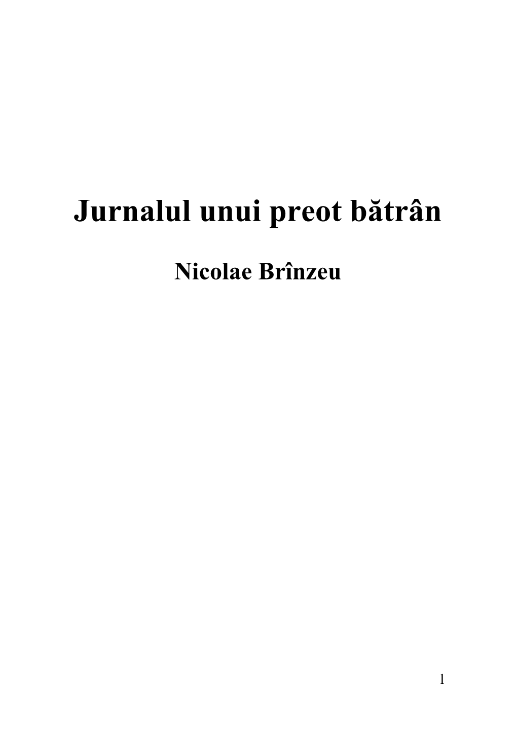 Jurnalul Unui Preot Bătrân