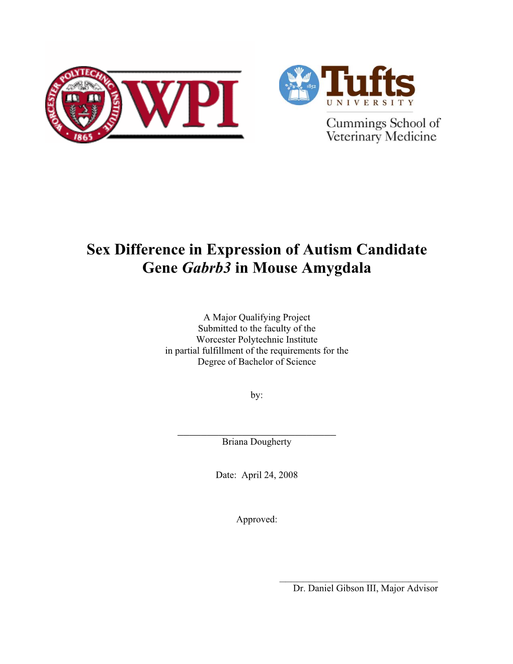 Sex Difference in Expression of Autism Candidate Gene Gabrb3 in Mouse Amygdala