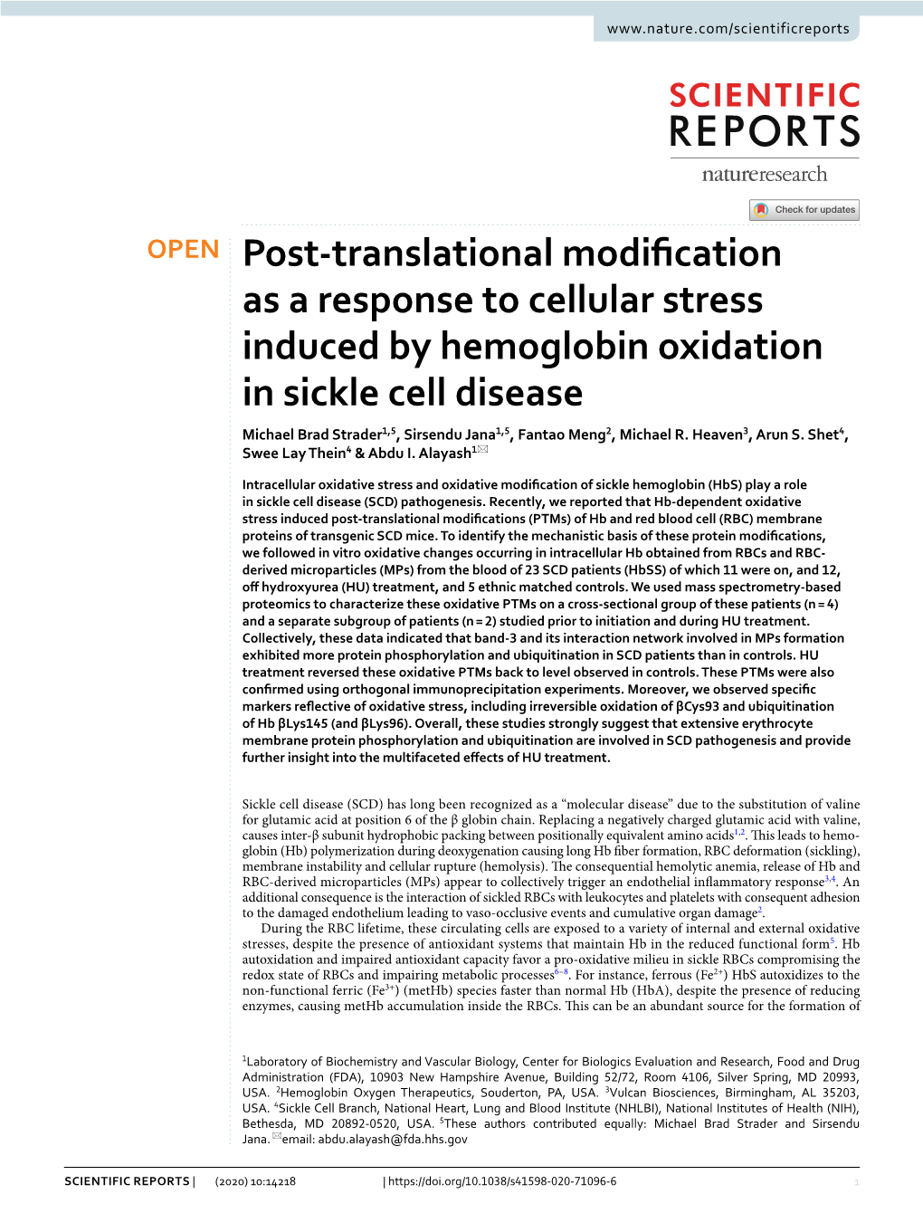 Post-Translational Modification As a Response to Cellular Stress Induced