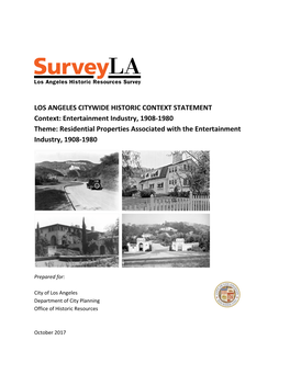 Entertainment Industry, 1908-1980 Theme: Residential Properties Associated with the Entertainment Industry, 1908-1980