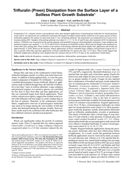 Trifluralin (Preen) Dissipation from the Surface Layer of a Soilless Plant Growth Substrate1