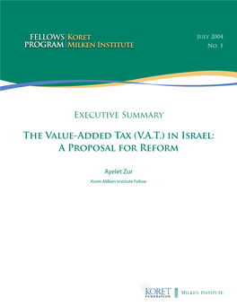 The Value-Added Tax (V.A.T.) in Israel: a Proposal for Reform
