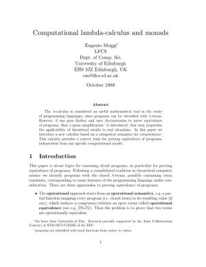 Computational Lambda-Calculus and Monads