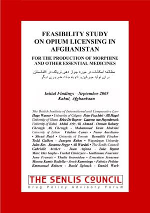 Feasibility Study on Opium Licensing in Afghanistan