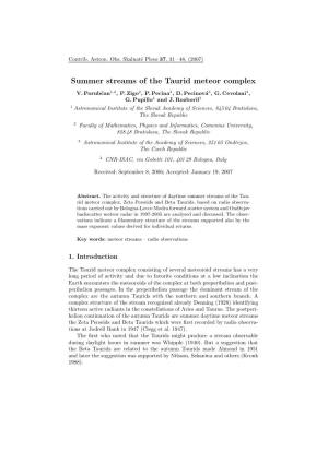 Summer Streams of the Taurid Meteor Complex