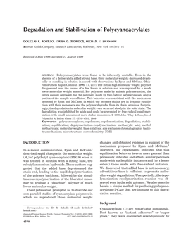 Degradation and Stabilization of Polycyanoacrylates