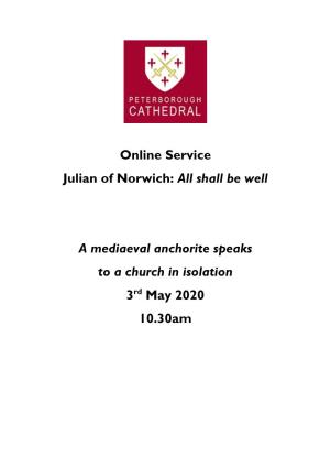 Online Service Julian of Norwich: All Shall Be Well a Mediaeval Anchorite