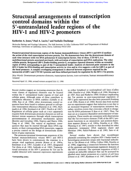 Untranslated Leader Regions of the HIV-1 and HIV-2 Promoters