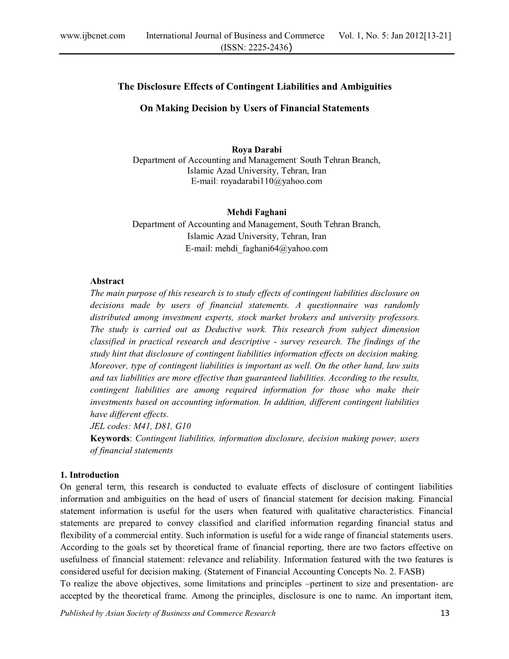 The Disclosure Effects of Contingent Liabilities and Ambiguities On