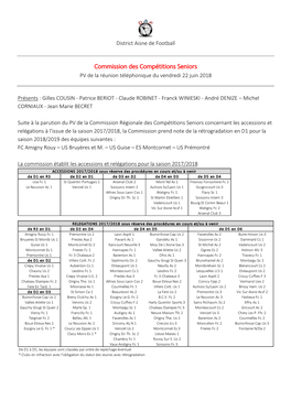 Commission Des Compétitions Seniors PV De La Réunion Téléphonique Du Vendredi 22 Juin 2018
