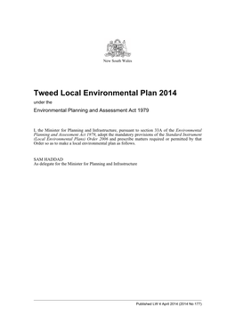 Tweed Local Environmental Plan 2014 Under the Environmental Planning and Assessment Act 1979