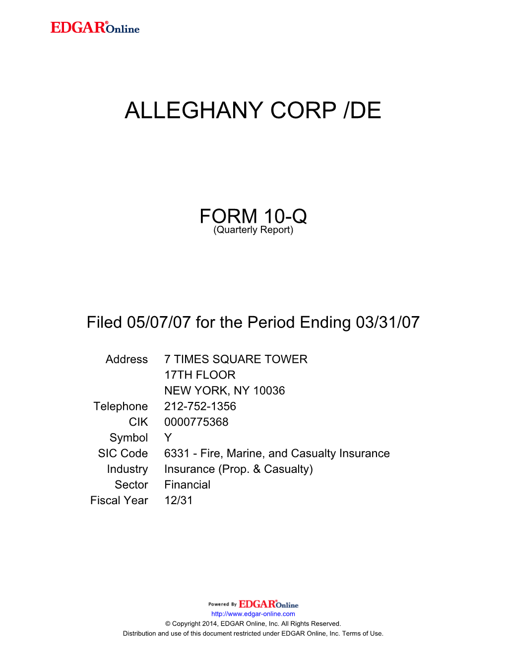 Alleghany Corporation