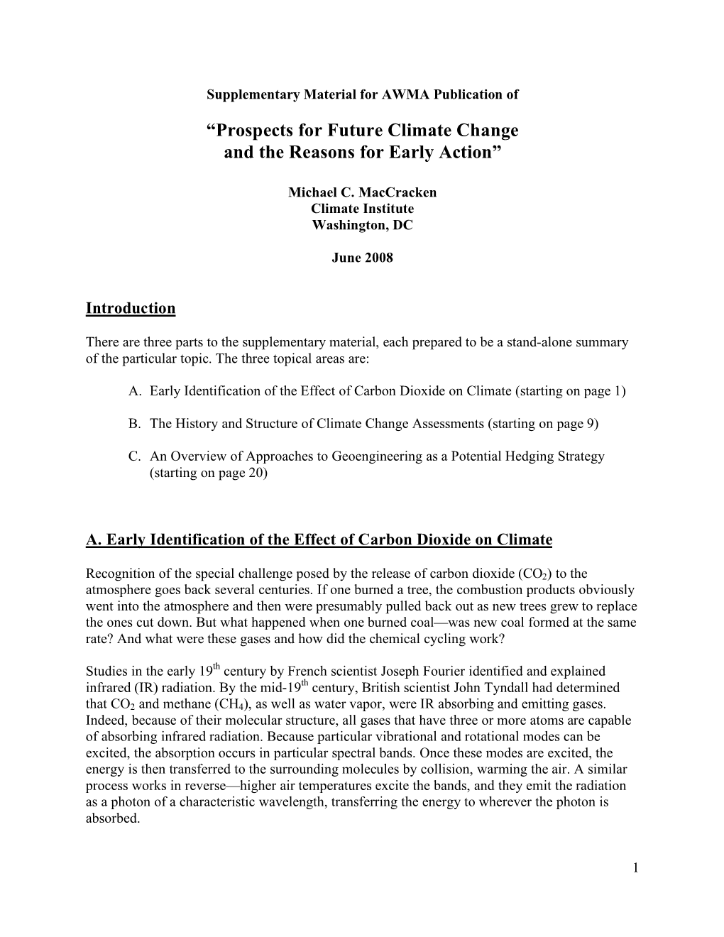 “Prospects for Future Climate Change and the Reasons for Early Action”