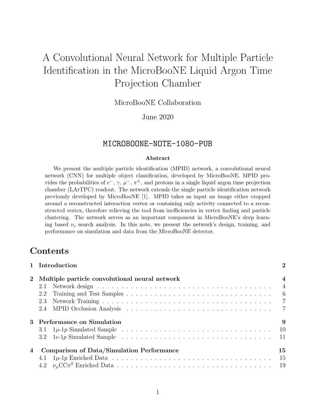 A Convolutional Neural Network for Multiple Particle Identiﬁcation in the Microboone Liquid Argon Time Projection Chamber