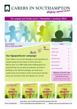 Carers in Southampton Newsletter Summer 2019