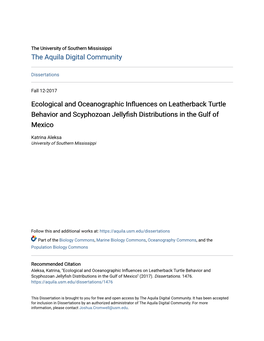 Ecological and Oceanographic Influences on Leatherback Turtle