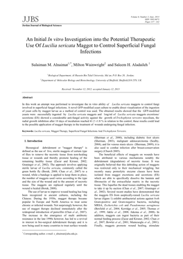 An Initial in Vitro Investigation Into the Potential Therapeutic Use of Lucilia Sericata Maggot to Control Superficial Fungal Infections