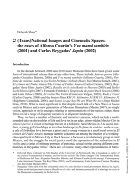 (Trans)National Images and Cinematic Spaces: the Cases of Alfonso Cuarón's Y Tu Mamá También (2001) and Carlos Reygadas