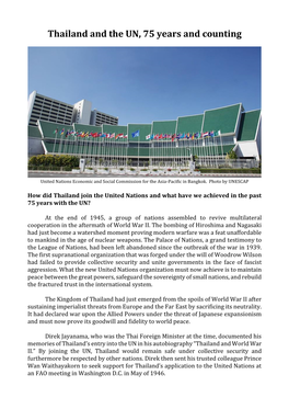 Thailand and the UN, 75 Years and Counting