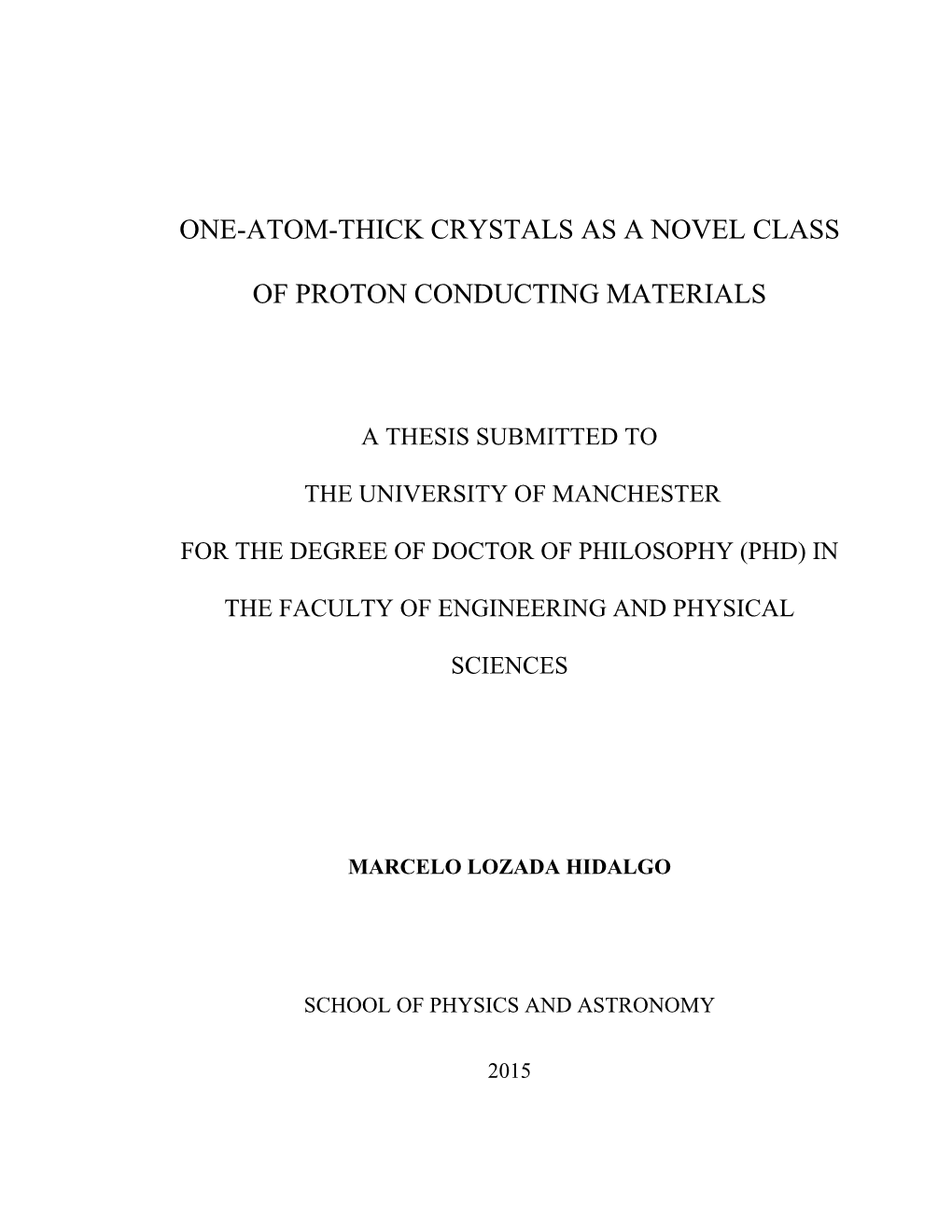 One-Atom-Thick Crystals As a Novel Class of Proton Conducting