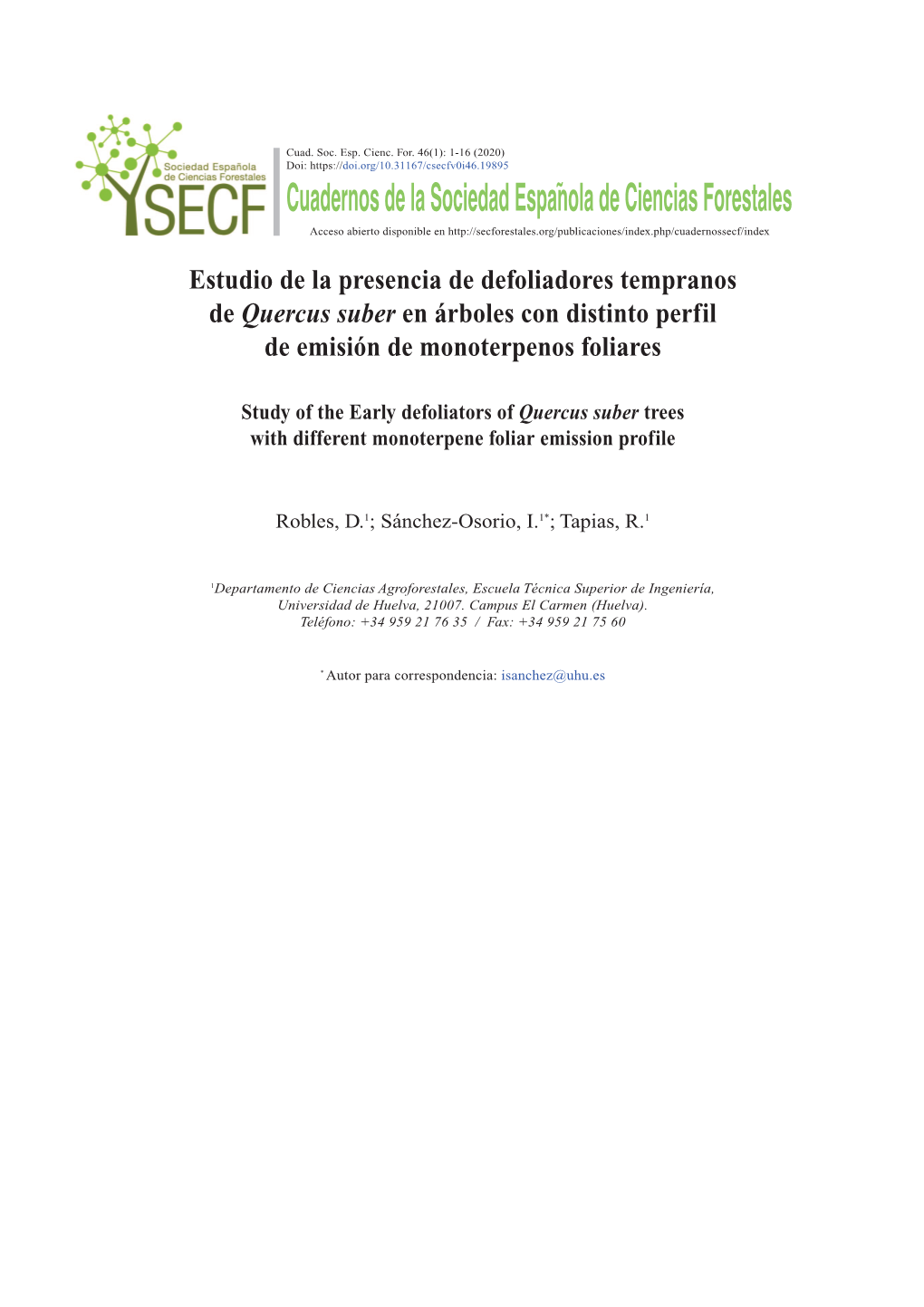 Cuadernos De La Sociedad Española De Ciencias Forestales Acceso Abierto Disponible En