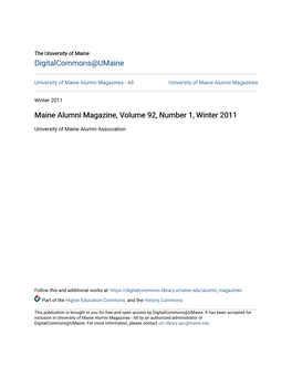 Maine Alumni Magazine, Volume 92, Number 1, Winter 2011