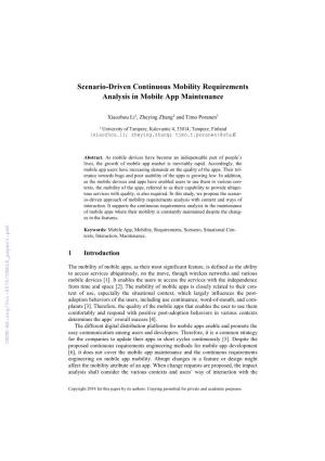 Scenario-Driven Continuous Mobility Requirements Analysis in Mobile App Maintenance