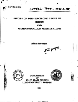 Studies on Deep Electronic Levels in Silicon and Aluminium Gallium Arsenide Alloys