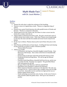 Myth Made Fact Lesson 9: Theseus with Dr