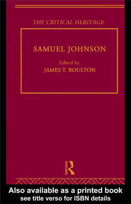 Samuel Johnson: the Critical Heritage