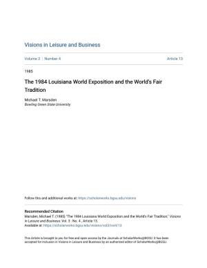 The 1984 Louisiana World Exposition and the World's Fair Tradition