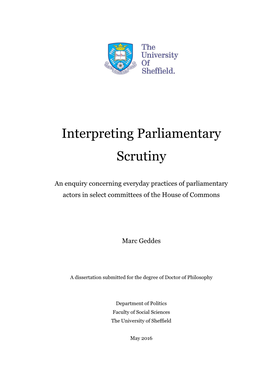 Interpreting Parliamentary Scrutiny