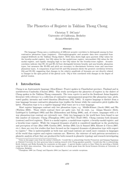 The Phonetics of Register in Takhian Thong Chong