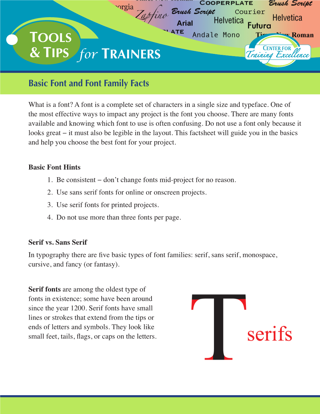 & TIPS for TRAINERS